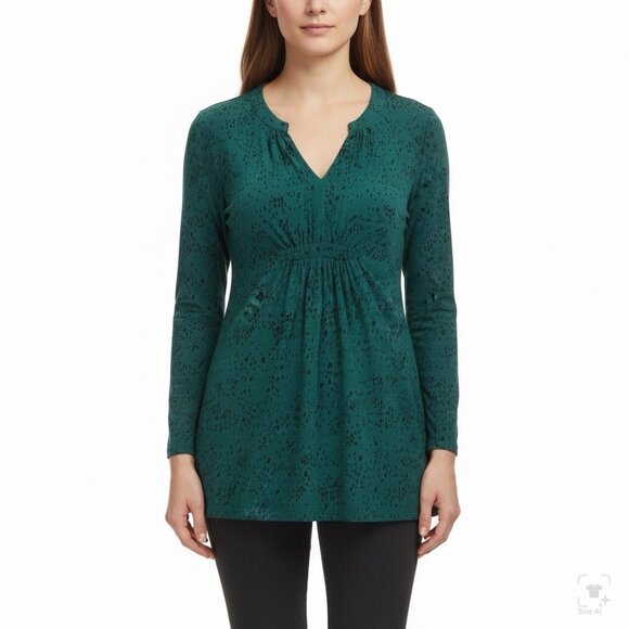 Calvin Klein Jeans Womens Teal Cotton Blend Patterned Tunic Top Sz L - Picture 14 of 14